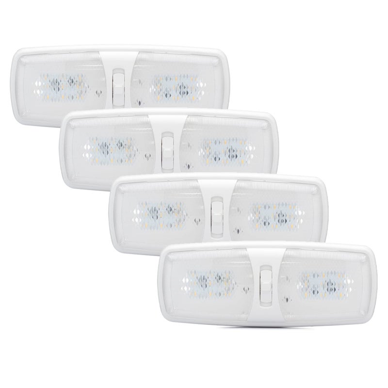 Lumitronics RV LED Lights Interior â€“ Soft & Cozy Warm Light â€“ Camper Ceiling Light Fixture 12 Volt LED Lights for RV Interior with 3-Way Switch for RV Lighting (4-Pack) - Image 1